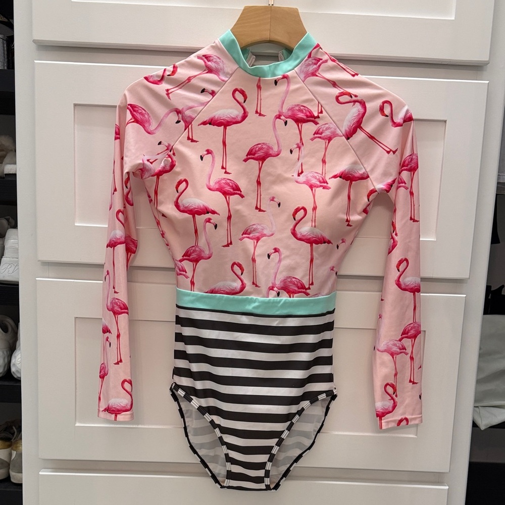 Pink Flamingo Print Women's One Piece Swimsuit